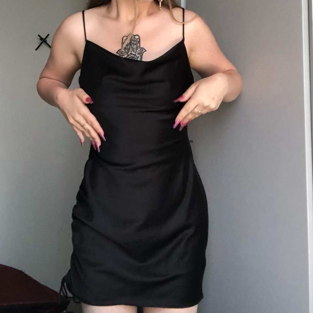 Little Black Satin Mini Dress